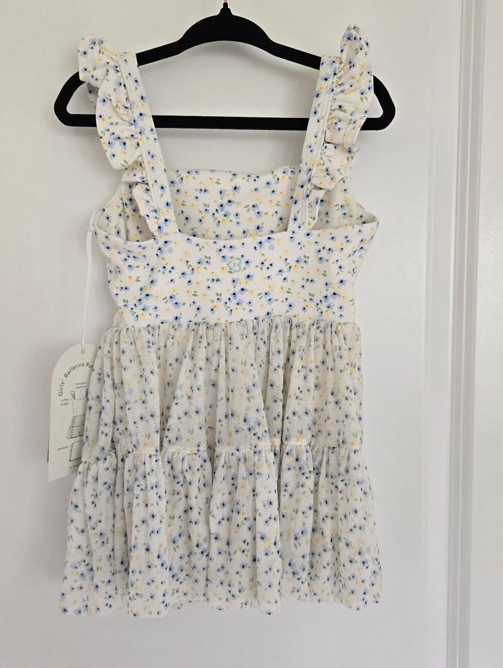 NWT Blogilates Girls' Mommy & Me Ballerina Ruffle Dress - White Floral Print